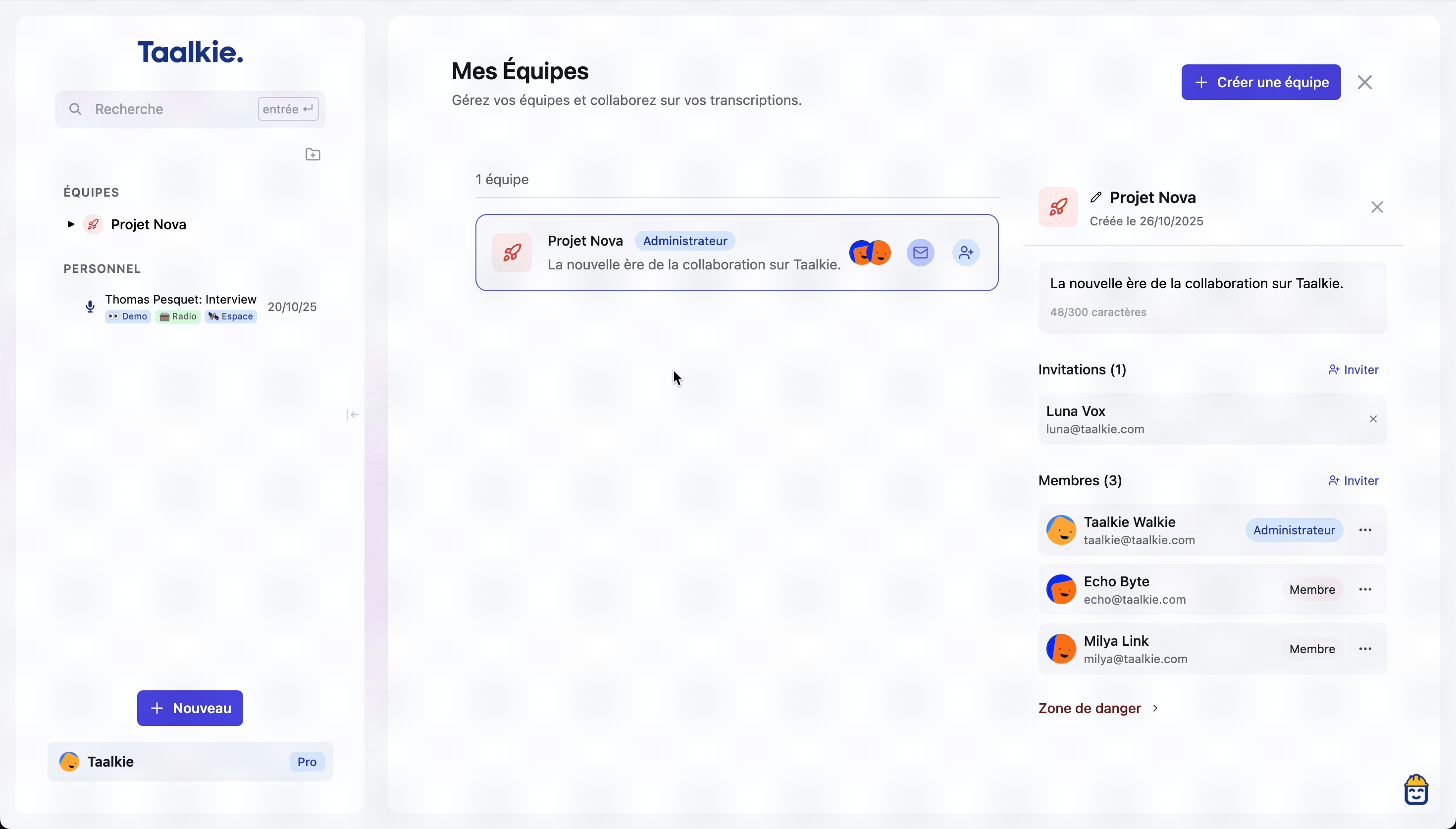 Illustration de la gestion d'un membre